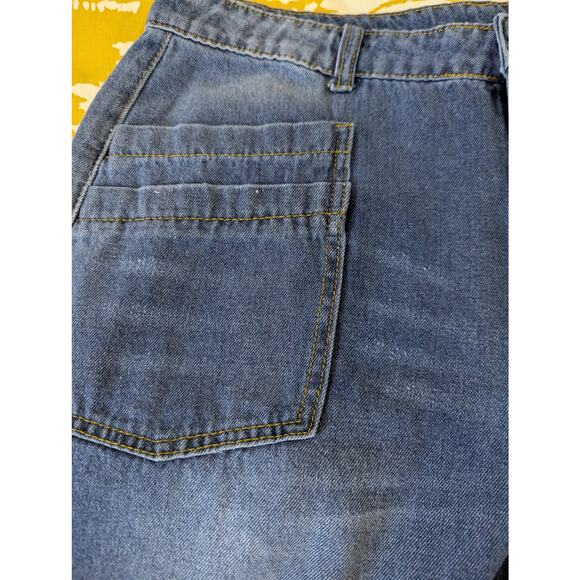 Women's Trendy High Waisted Wide Leg Baggy Ankle Denim Pants Sz XL - Picture 4 of 10